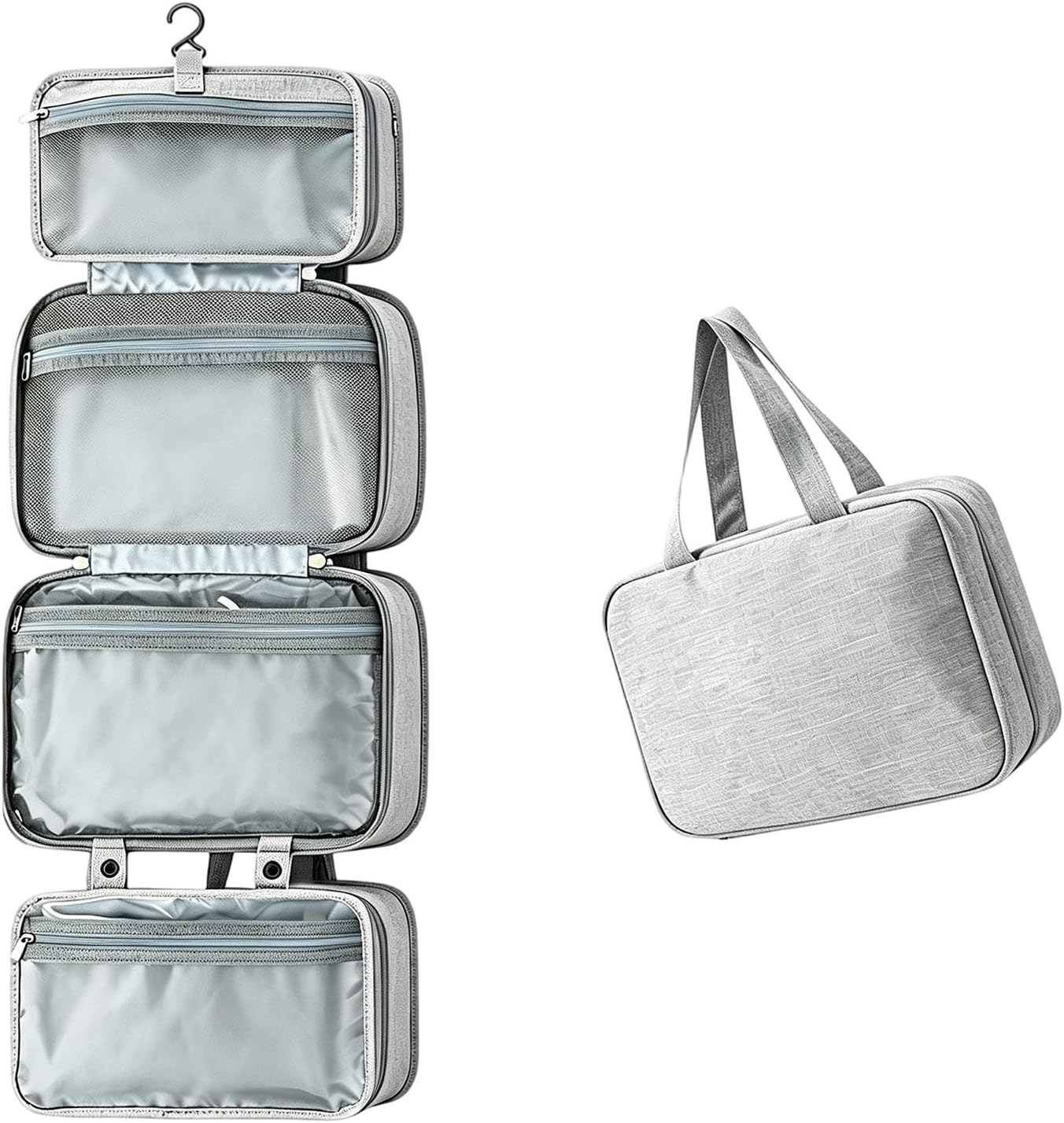 Mens Toiletry Travel Bag, Large Water-Resistant Lightweight 4 Compartment Toiletry Bag for Women with Hanging Hook,Portable Full-Size Makeup Travel Bag for Accessories,Cosmetic,Shampoo,Vacation
