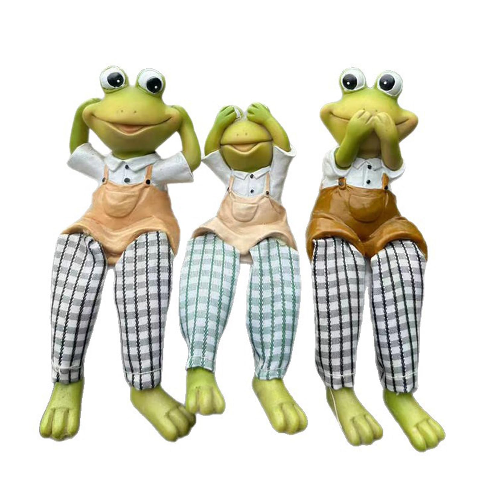 Kalttoy 3lots Resins Frogs Ornaments with Long Legs Indoor Desktop Decoration Shelf Display Long Legs Frogs Statues