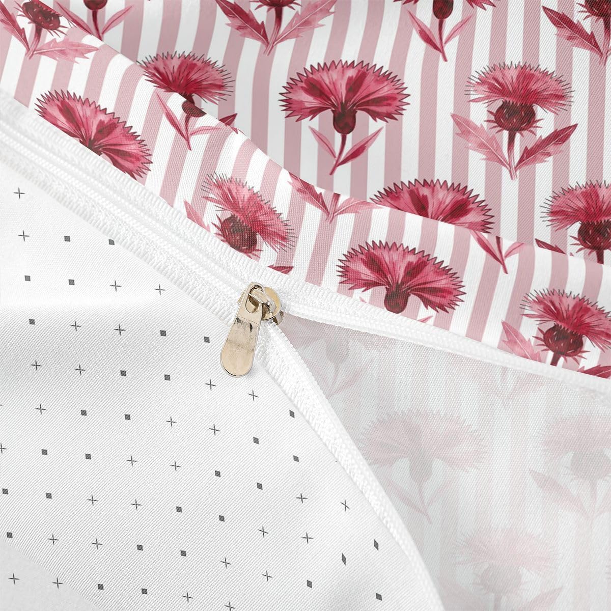 Castle Fairy Floral Botanical Duvet Cover Set Toddler Size,Modern Geometric Lines Kids Bedding Set,Simple Style Room Decor,Red Pink Quilt Cover,1 Pillowcase(No Comforter)