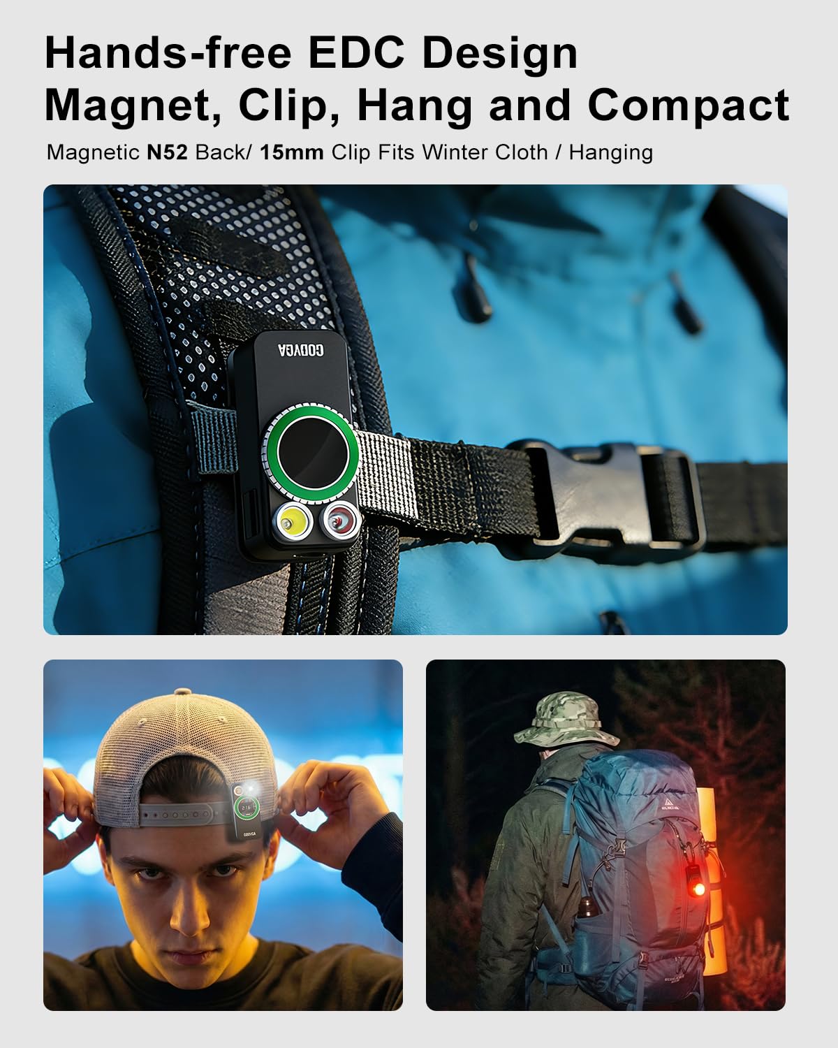 Godyga TorchEye RD Smarte Mini Taschenlampe mit Laser-Entfernungsmesser, 650 LM weißes & Rotes Licht, Display für Akkustand & Restlaufzeit, USB-C, Magnetfuß für Notfälle, Messungen in Innenräumen