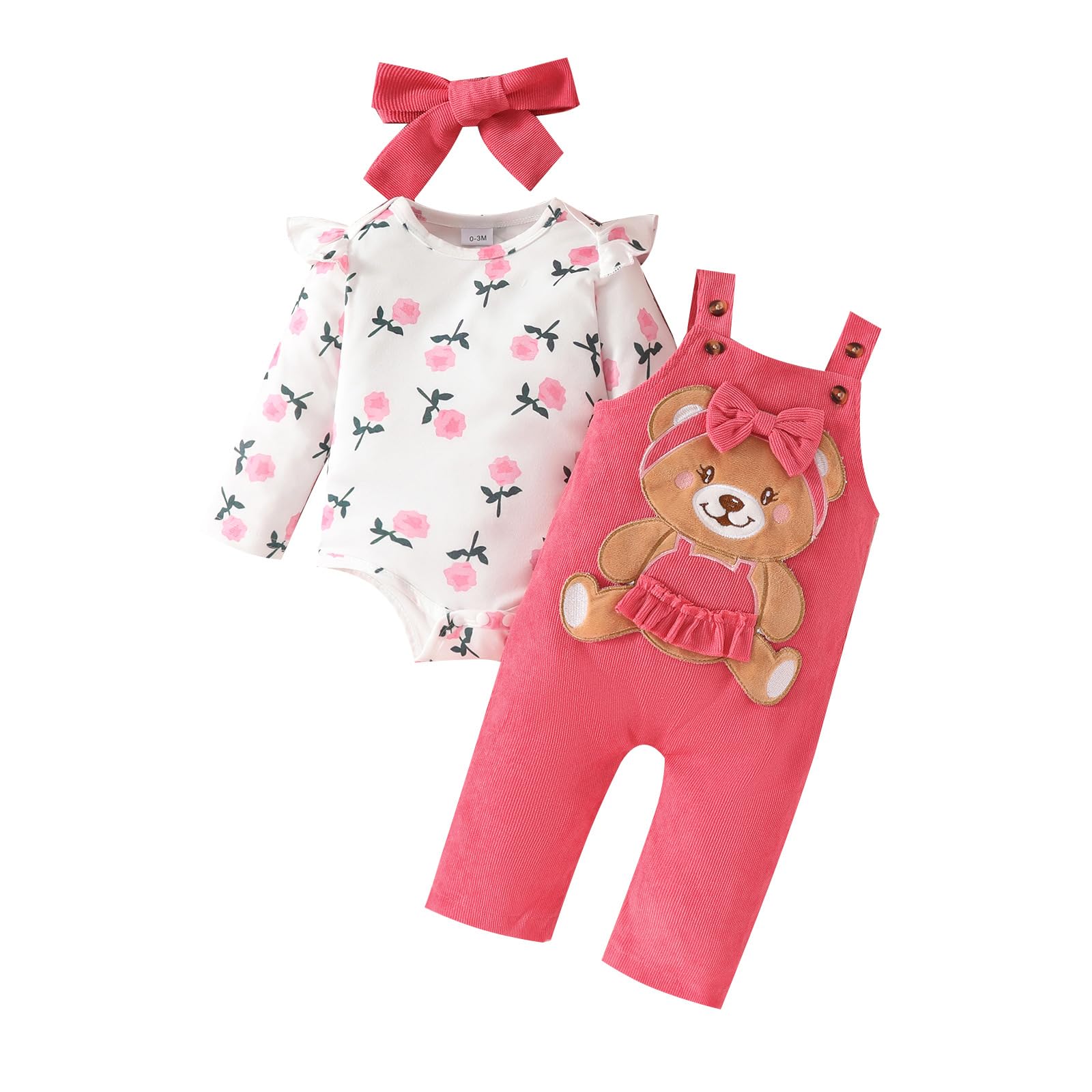 UUAISSO Baby Mädchen Kleidung Floral Tops Body Bär Latzhose Einstellbare Overalls Outfits Set