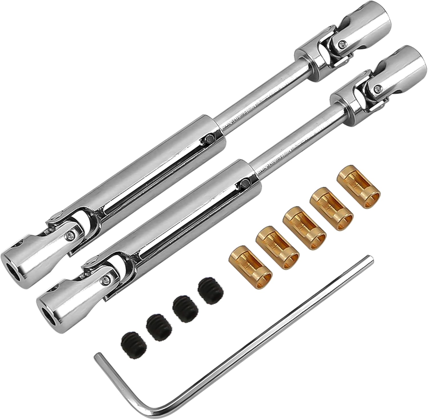 MN78 Metal RC Drive Shaft 69mm-93mm with 3mm to 4mm Shaft Sleeve for MN78 MN-78 MN 78 1/12 Crawler Car Upgrade Universal Parts Accessories (Silver)