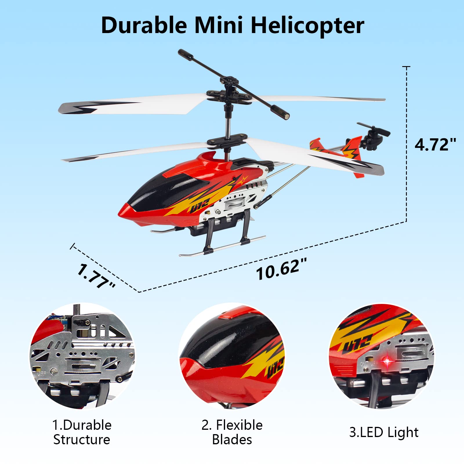 Hélicoptère Télécommandé Ulifance U12 - Mini Drone Avec LED Pour Enfants - Facile à Piloter, Stable, Lumières, Rechargeable - Idéal Intérieur