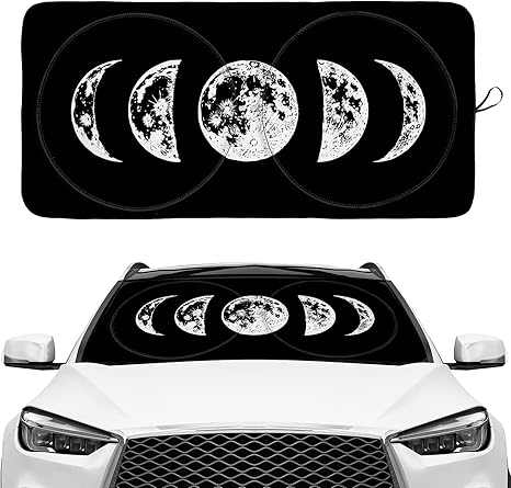 Gothic Goth Crescent Moon Windshield Sunshade for Car SUV Truck Foldable Uv Ray Reflector Front Window Sun Shade Visor Shield Cover