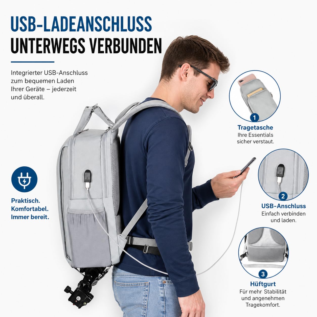 CADeN Mochila para cámara réflex - Estilo Casual Incluye Cubierta contra la Lluvia Que Puede acomodar 1 cámara 2 Lentes 1 trípode y Otros Accesorios fotográficas para Canon Nikon Sony
