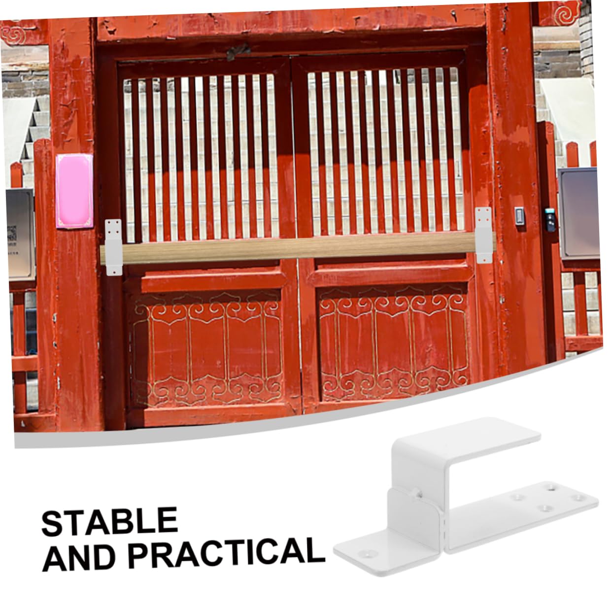 iplusmile Support de Porte Robuste en Acier Design de U Épais, Barre de Sécurité pour Porte D'entrée ou Portail Arrière, Stabilité et Prévention D'ouverture Accidentelle