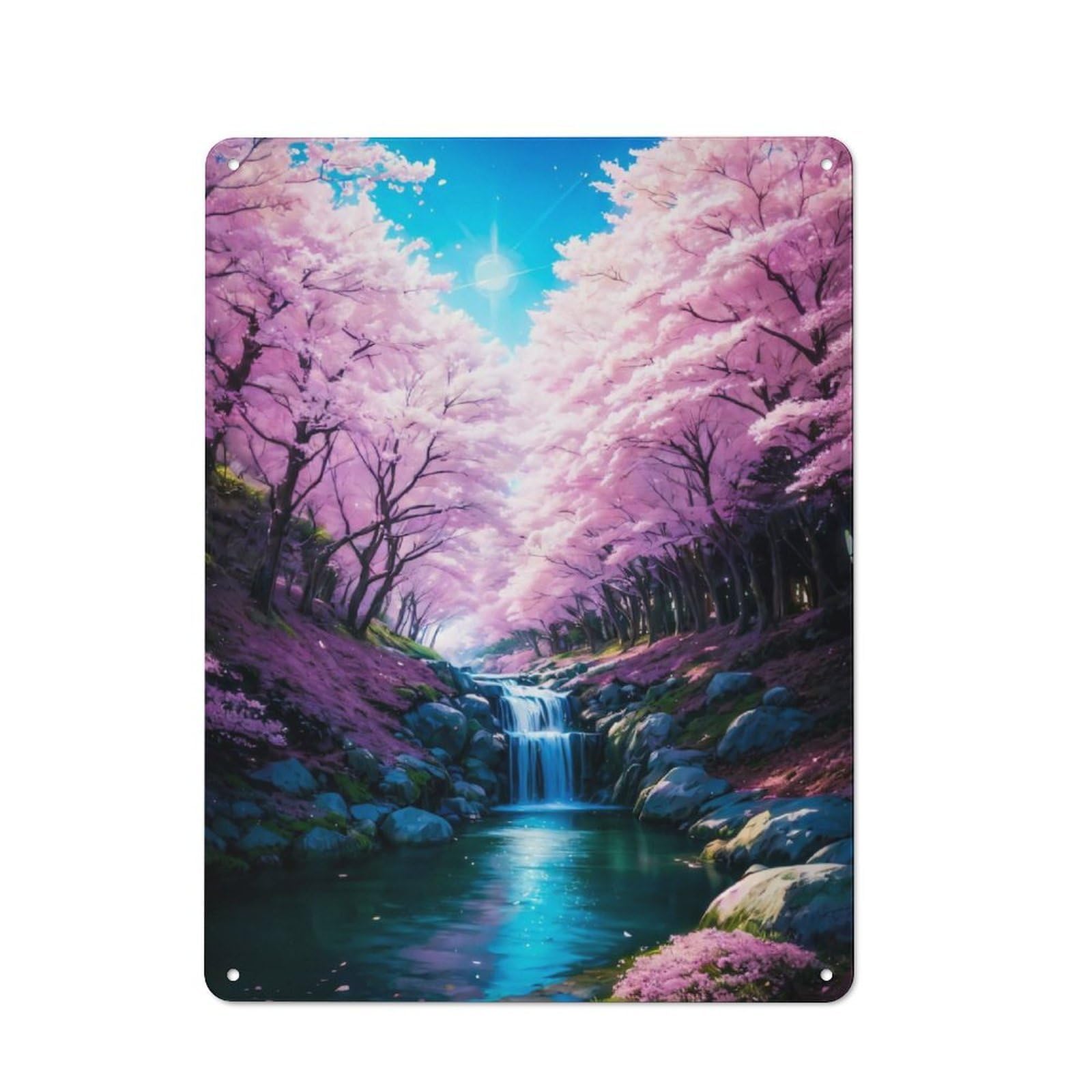 Junmoney Japan Cherry Blossom River Retro Metal Sign 40X30cm Featuring For Bar Or Restaurant, For Bar Decor Enthusiasts