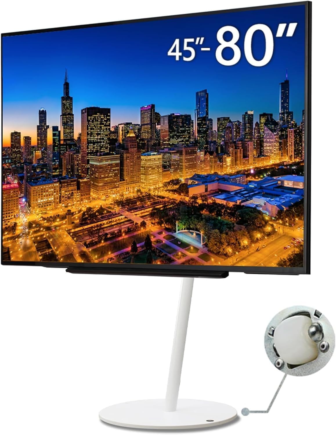 WALL Seven Stand A2 Large Type | Minimalist Rolling TV Stand for 45–80 Inch | Satin White | Portable, Space Saving, Height Adjustable | for Living Room and Bedroom | Japan-Engineered Design