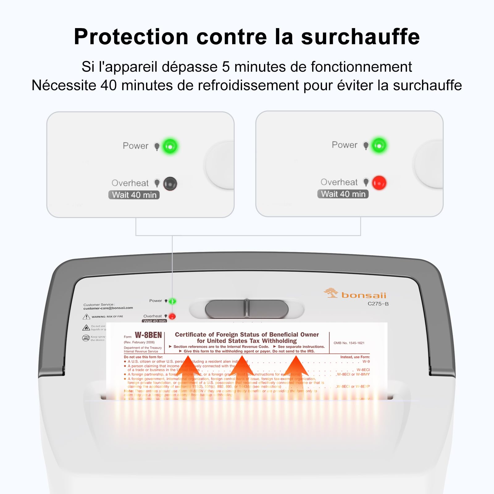 Bonsaii Destructeur de Documents 10 Feuilles P4, déchiqueteuse Micro-Coupe avec bac 21L, Anti-Blocage, Protection Contre la surchauffe C275-B