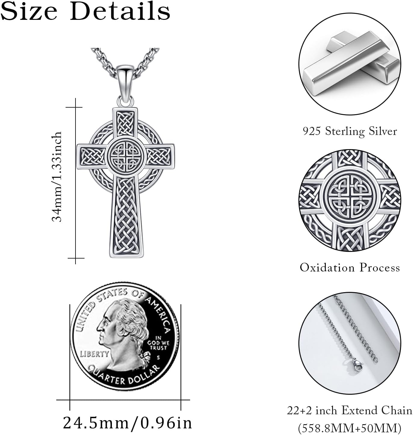 925 Sterling Silver Patron Saint Necklace Amulet Protection Pendant Religion Jewelry for Men Women With Stainless Steel Chain and Gifts Box - Image 4