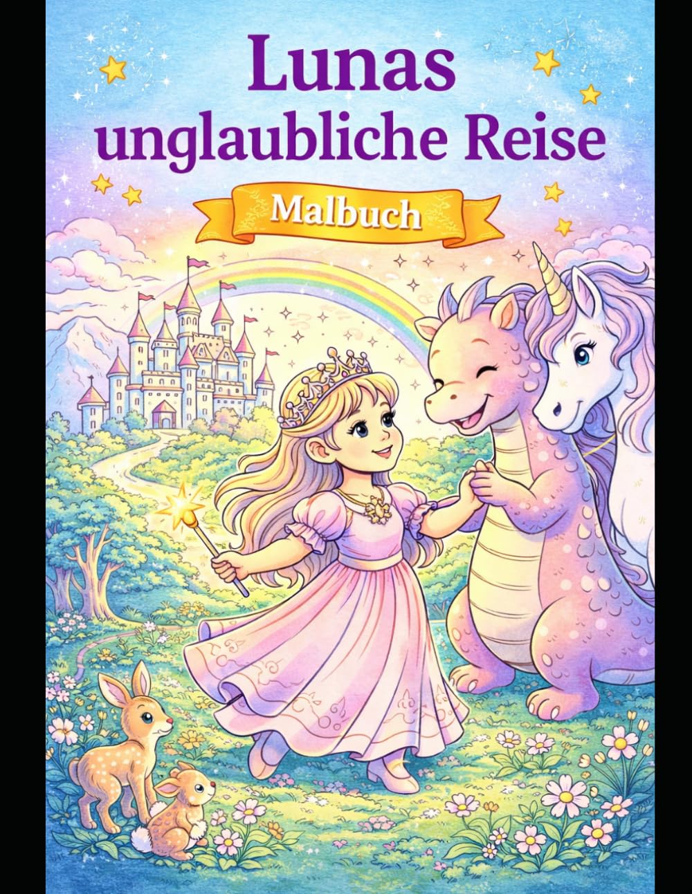 Lunas unglaubliche Reise: Ein zauberhaftes Malbuch mit Feen, Drachen und magischen Abenteuern für Kinder