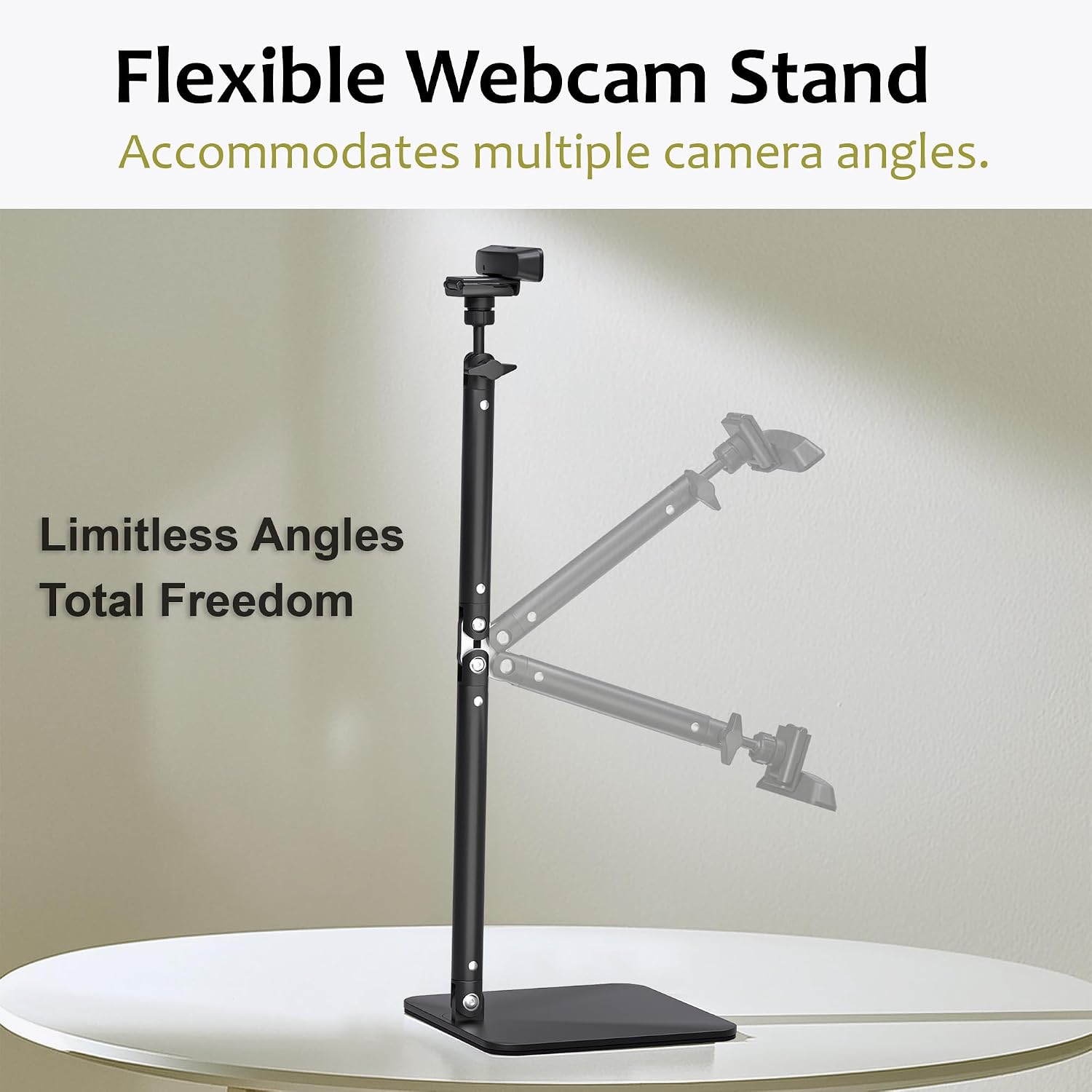 Lufia Webcam Camera Stand, Phone Mount, Sturdy Desk Mount for Webcam C922 C930e C920S C920 C615 C960 C920x BRIO 4K, Phone Mount, Right Light with 1/4" Thread