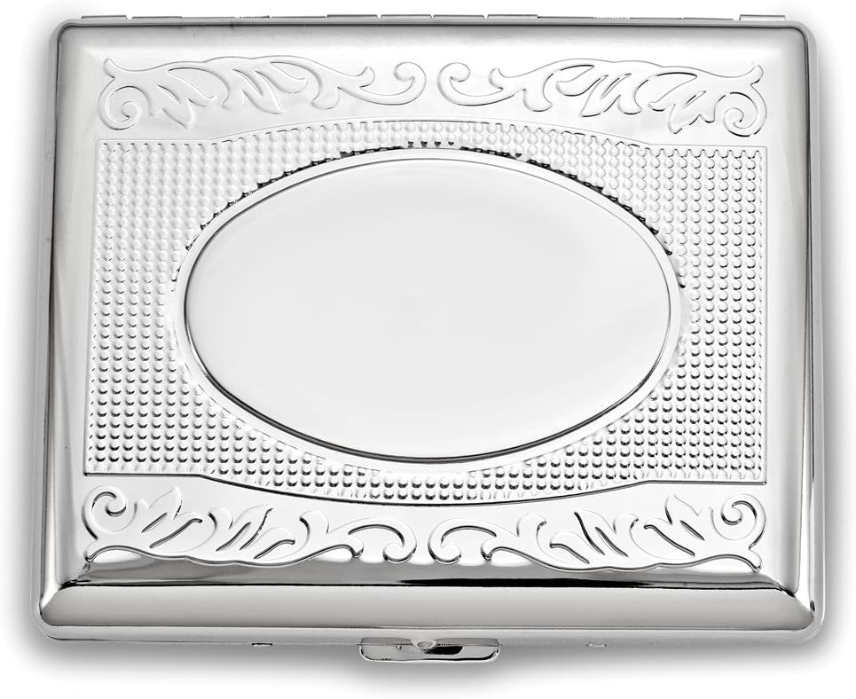 Jewels By Lux Nickel-Plated Etched (Holds 20-100mm) Cigarette/Card Case