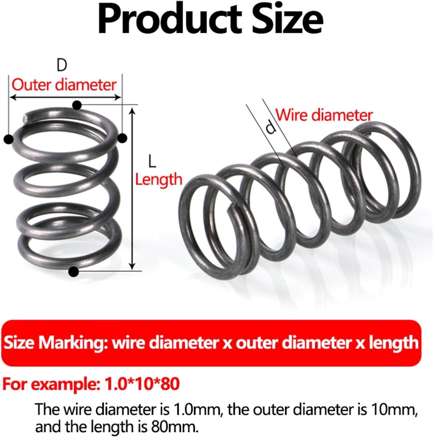 5 個衝撃吸収圧力リターン圧縮円筒ヘリカルコイルバックスプリング圧縮スプリング 65Mn 鋼線 Diameter4.0mm(35mm