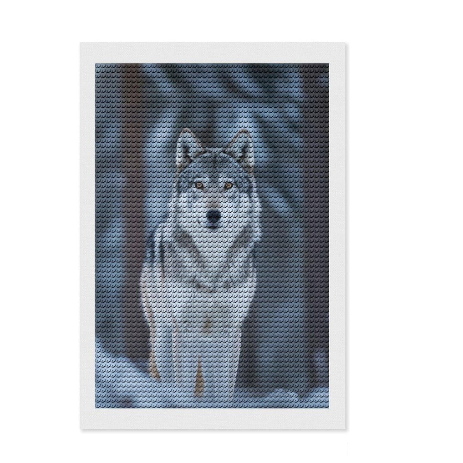 Junmoney Wolf in Winter Forest Diamond Painting Kit 8"x12", for Teens, Modern Decor, Easy to Enjoy, Gift Idea, Calming Craft to Unwind