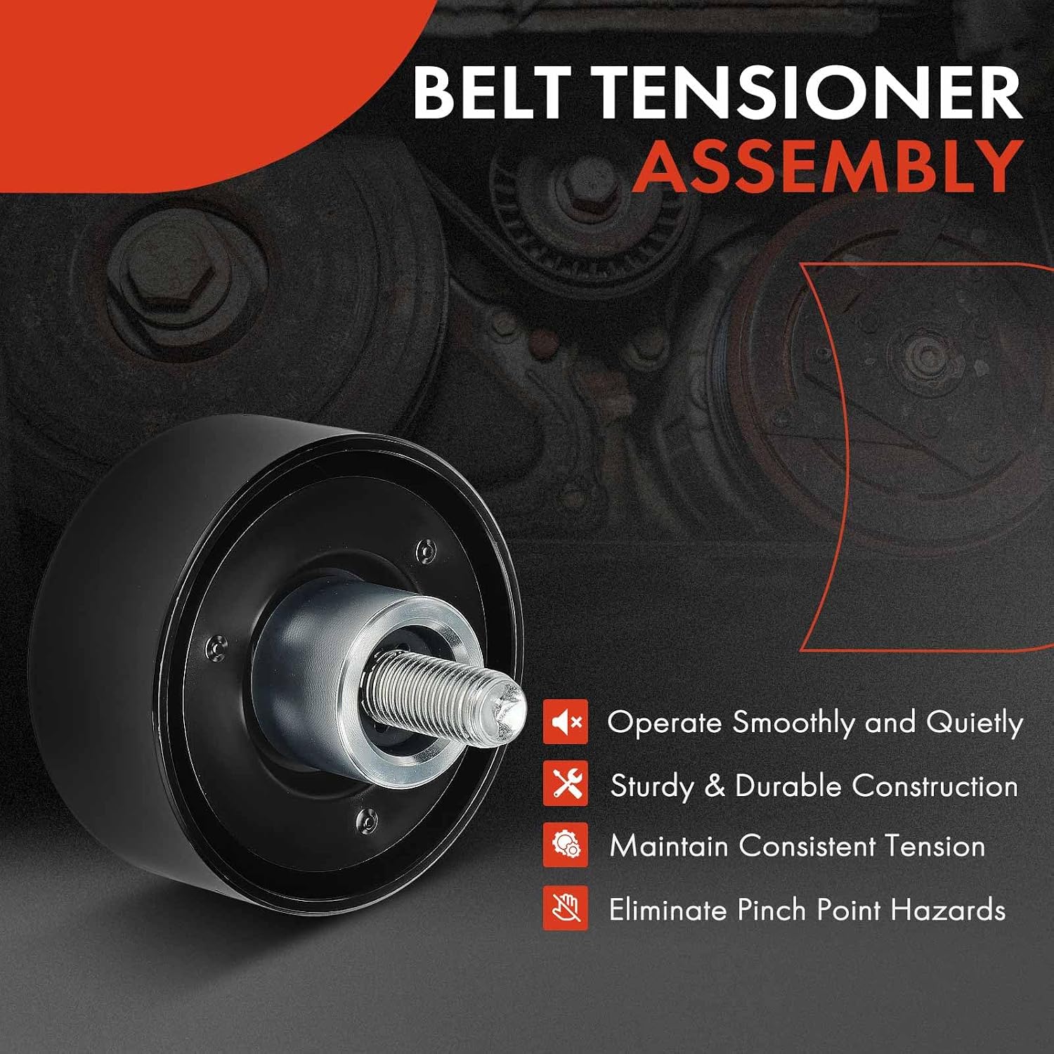 A-Premium Belt Idler Pulley Compatible with Hyundai Elantra 14-23, Tucson 15-21, Veloster 19, Kona 18-22, Elantra GT 16-20, Elantra N 23 & Kia Soul 16-24, Forte, Seltos, Rondo, Forte Koup, Forte5