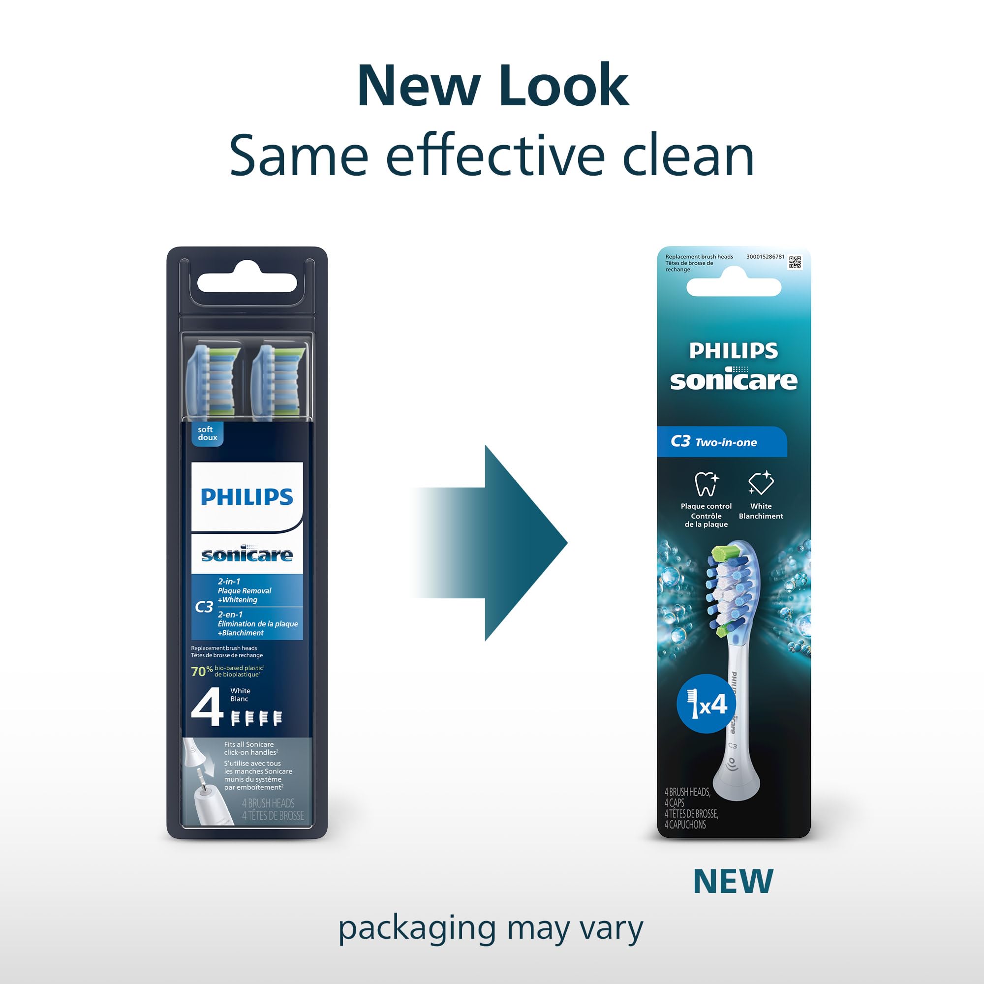 Philips Sonicare Premium Plaque Control replacement toothbrush heads, HX9044/65, Smart recognition, White 4-pk