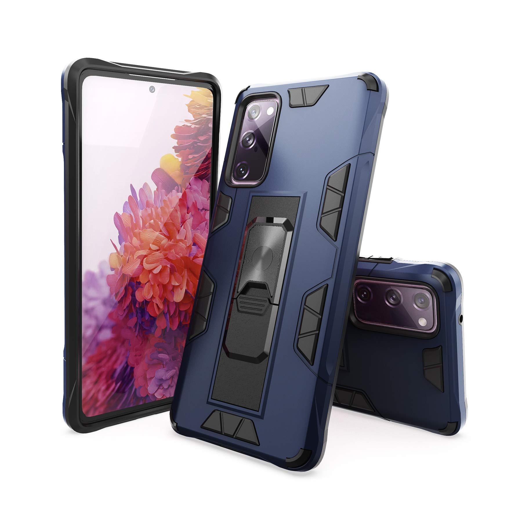 Double-N Samsung Galaxy S20 FE 5G Case, Shockproof Anti-Scratch Heavy Duty Cover for Samsung S20 FE 5G Phone, Designed with Magnetic Kickstand (Blue, 6.5 inch)