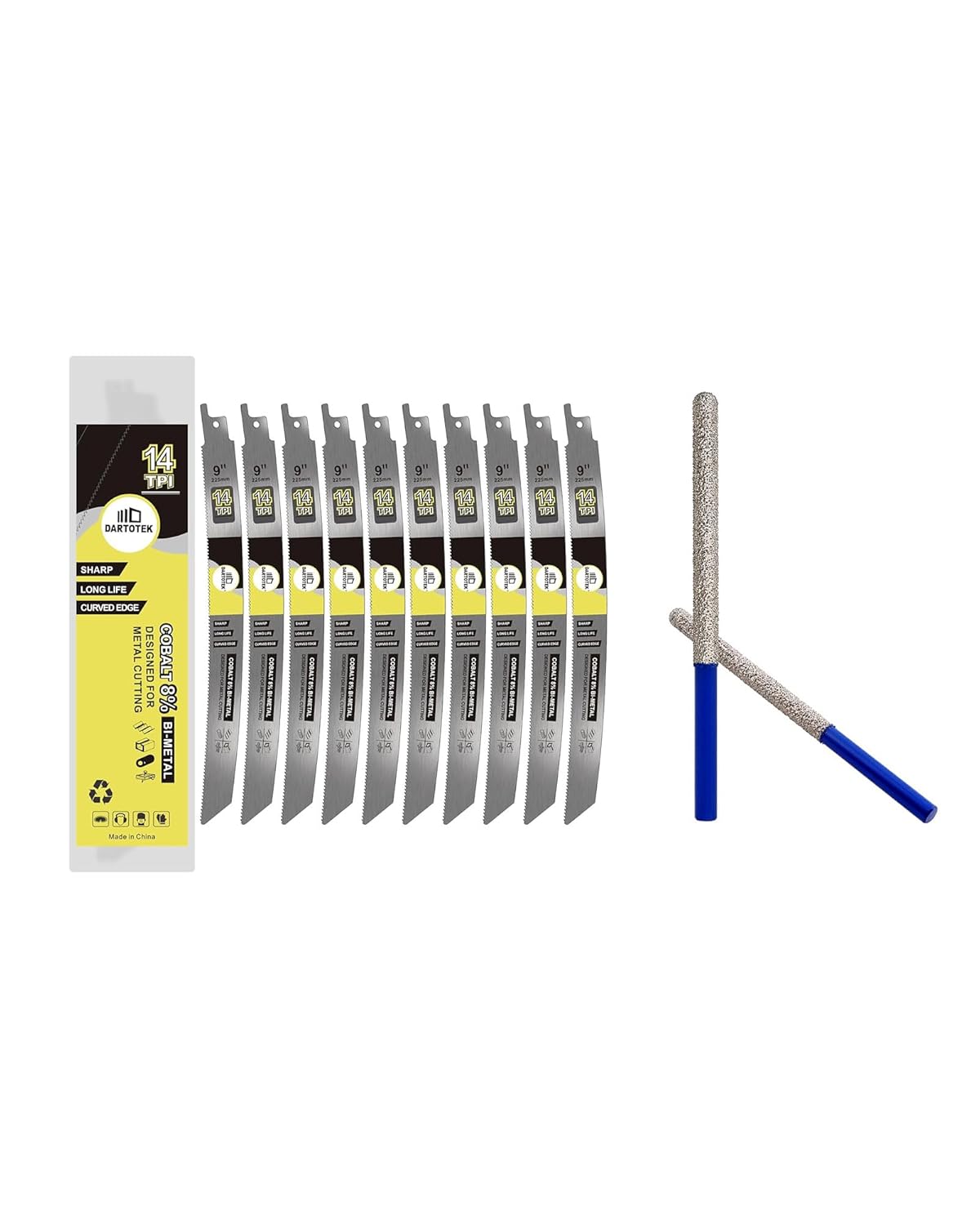 9-Inch 14TPI Reciprocating Saw Blades 10PCS, DARTOTEK and SHDIATOOL Diamond Mortar Raking Bit 7.2MMx 74MM Mortar Router