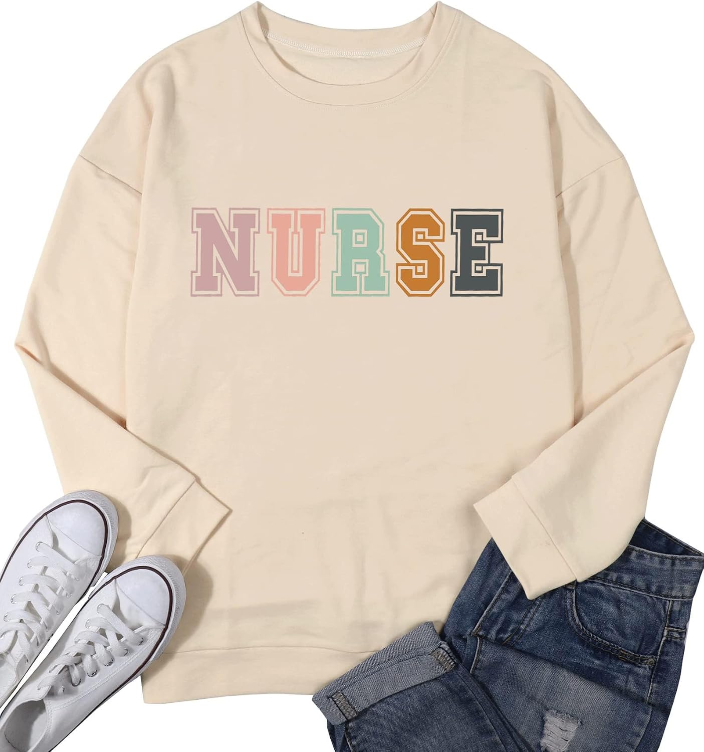 Women Registered Nurse Sweatshirt Nursing Life Crewneck Pullover Shirts Tops Long Sleeve Tee Student Gifts image 2