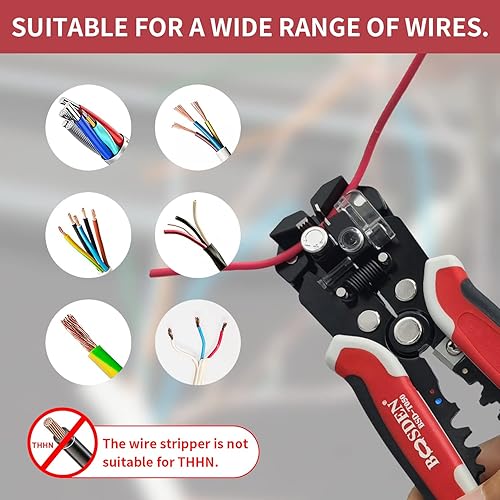 Miniatura 7 de BOOSDEN Pelacables, pelacables automáticos, alicates pelacables 3 en 1 con cortador de alambre, pelacables eléctricos 10-24 AWG
