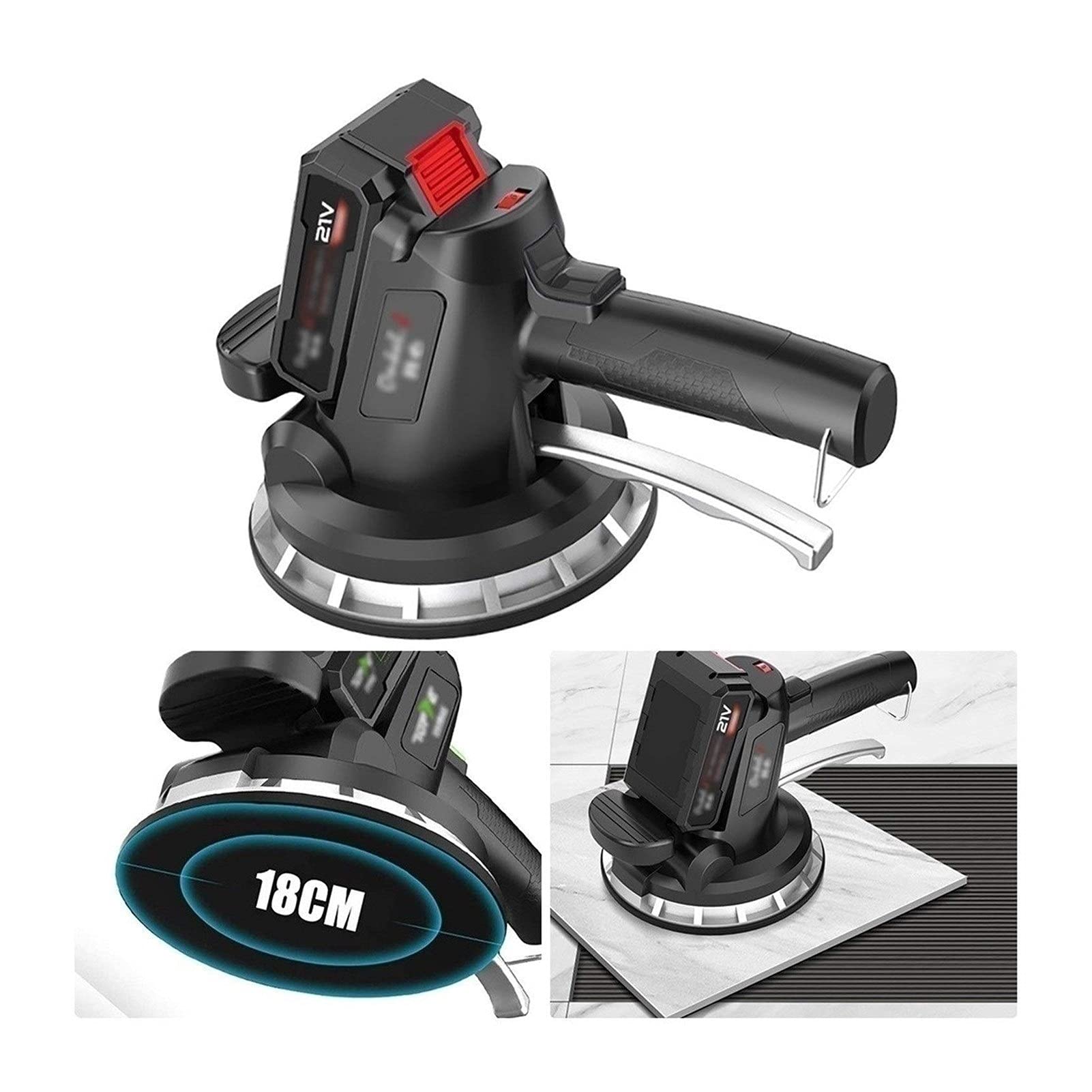 Máquina de Control, Máquina pavimentadora de Pisos - Herramienta de nivelación de losetas - Herramienta de instalación de amarres vibratorios - Máxima adsorción 320 Kg (Color : Dos baterías