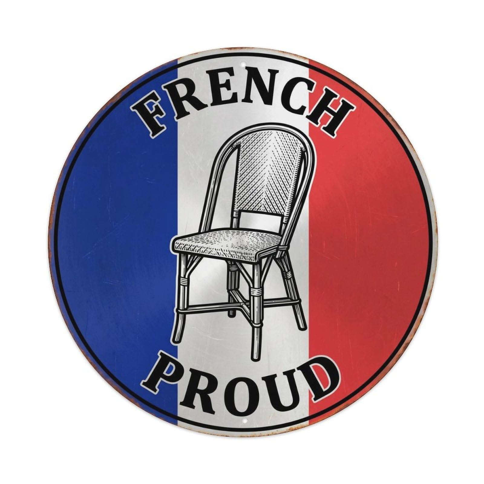 Olhnbad Style French Proud Cafe Chair Vintage Object Heritage Emblem Metal Tin Sign