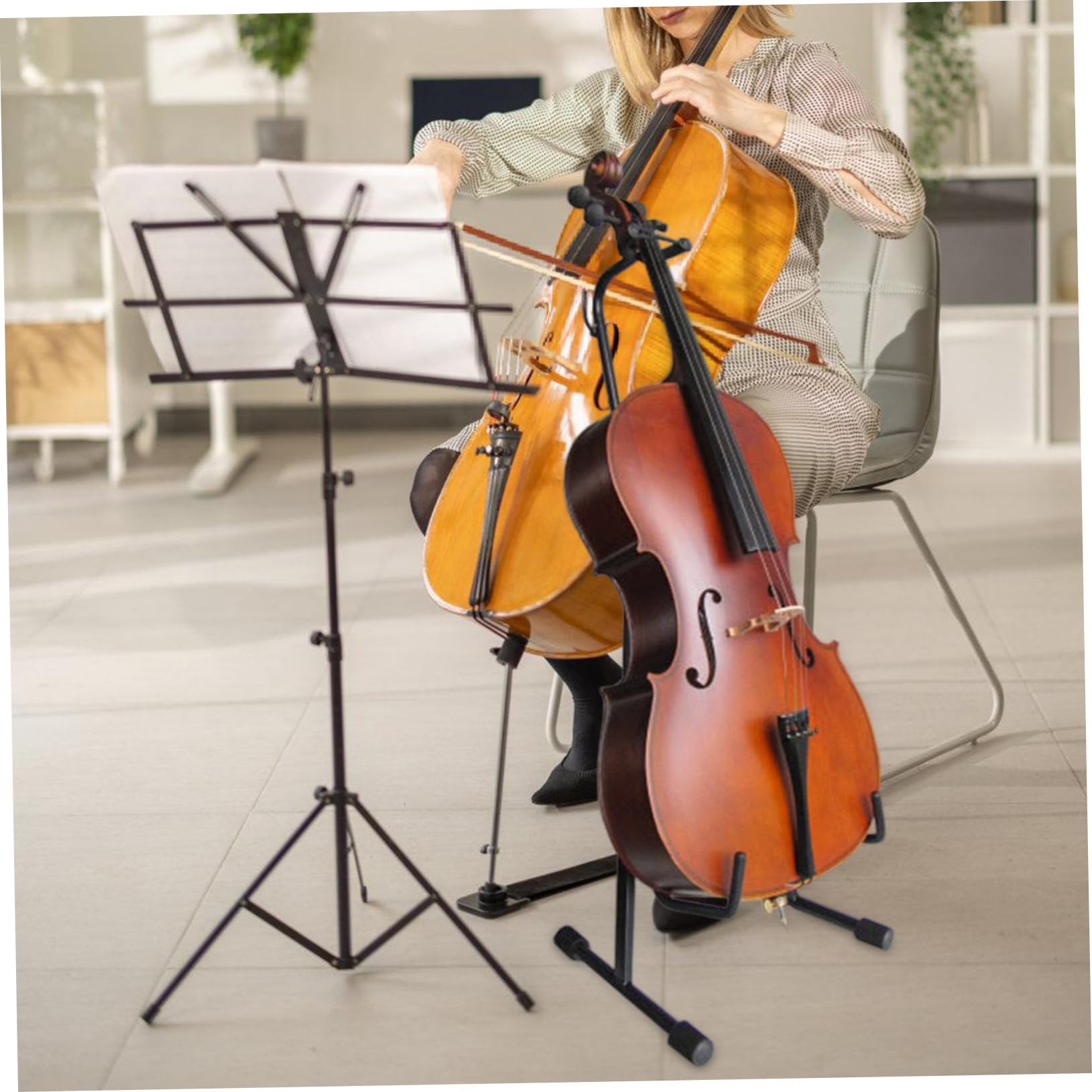 1 Wspornik Wiolonczeli Instrument Muzyczny Składany Wspornik Składany Stojak Na Gitarę Stojak Na Banjo Z Uchwytem Na Kokardę Stojak Na Kable Z Uchwytem Wiolonczela Bęben