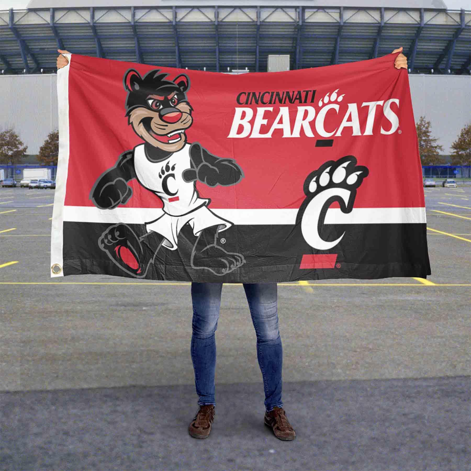 University Of Cincinnati Gartenflagge – Bärenkatzen UC-Banner, 100% Polyester, Doppelseitig, Design A