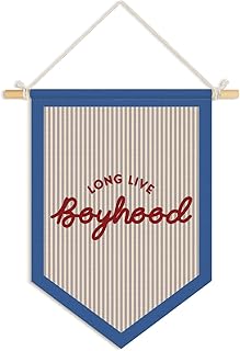 Wheatwin Long Live Boyhood Pennant Flag Banner, Boys Room Decor, Vintage Playroom Wall Decor for Kids Boys Toddler Nursery Bedroom Playroom 15x11 Inch