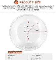 Vista 5 de Placa giratoria de vidrio para microondas de 11.25 pulgadas apta para Samsung GE, bandeja giratoria de vidrio para microondas de 11 1/4 pulgadas