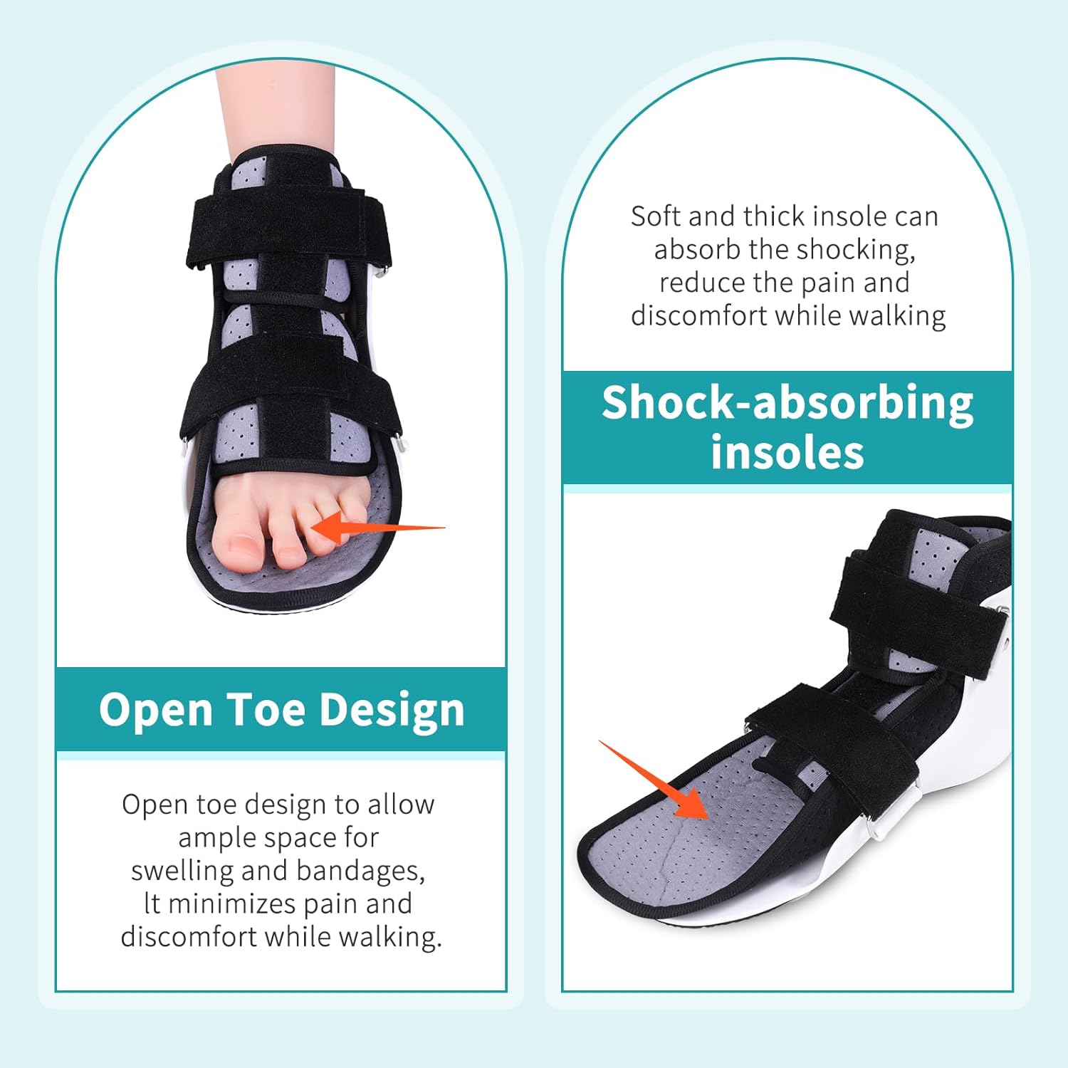 Walking Boot Fracture Boot for Broken Toe Injuries, Sprained Ankles, Metatarsal Stress, Post-Foot Fracture Shoe Fits Men and Women, Stable Ankle Joints Postoperative Recovery Pain Relief, Left