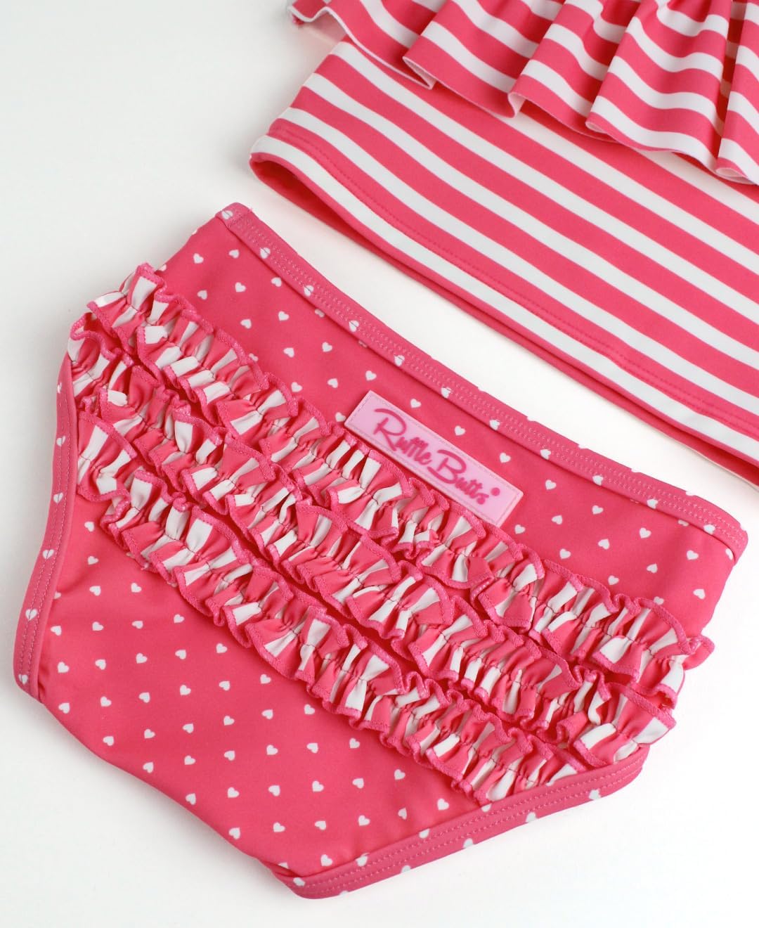 RuffleButts Girls UPF50+ Sun Protection One Shoulder Ruffle Tankini Two Piece Swimsuit - Image 3