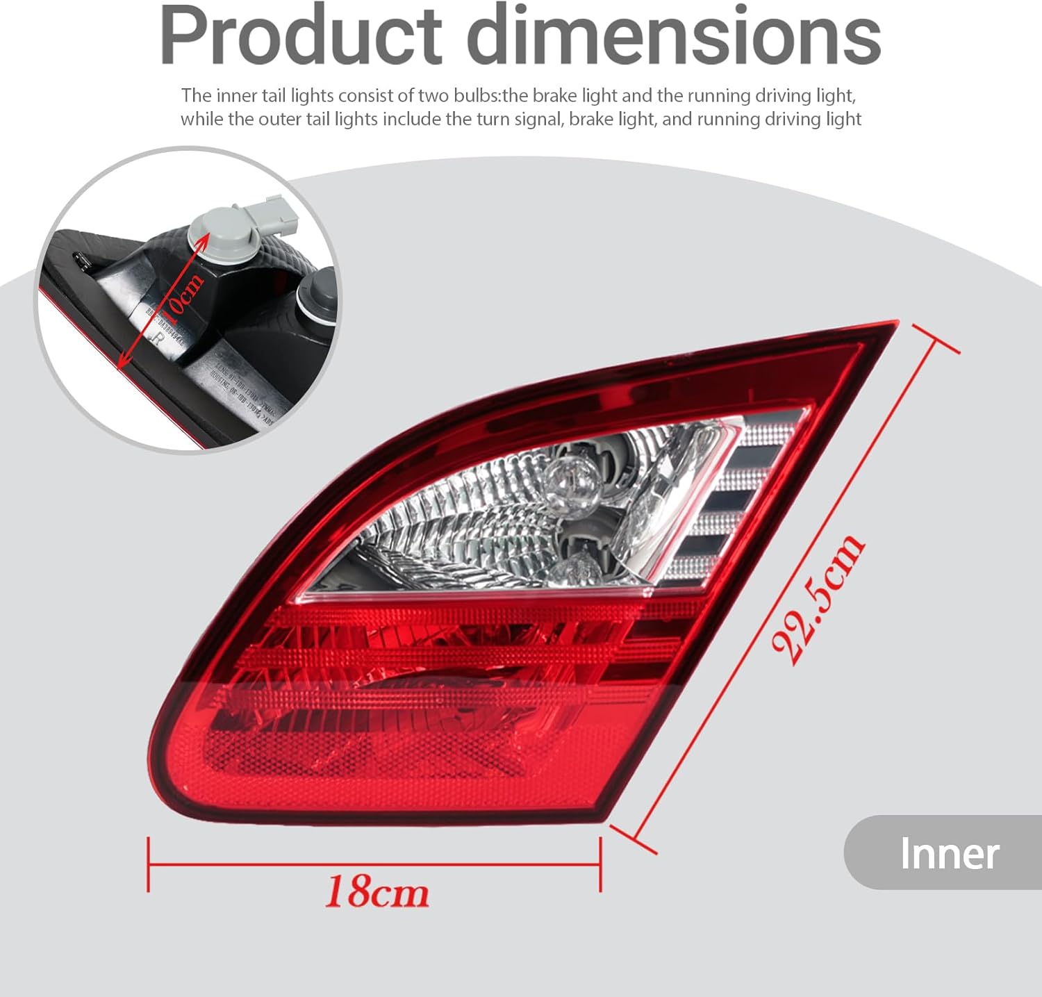 Tail Light For Chrysler Sebring 2007 2008 Brake Running Driving Lamp 5303987AE-PFM 5303747AE Inside Left
