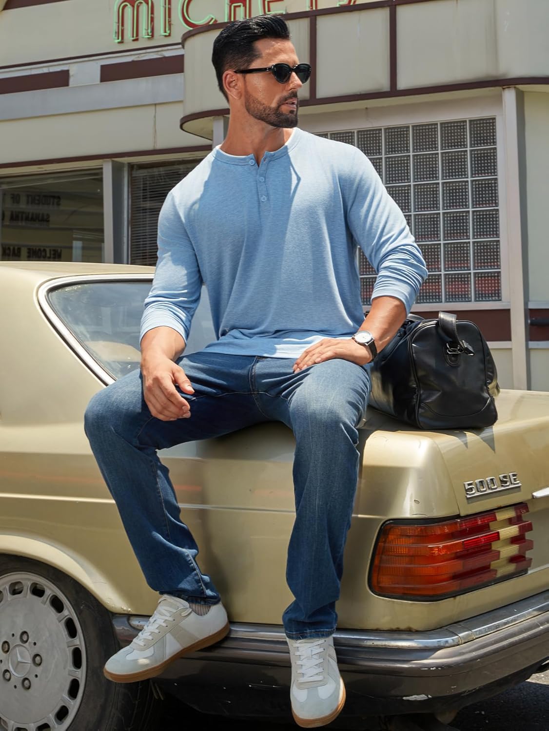 Hardaddy Men's Long Sleeve Henley Shirts Casual Color Block Henley Button T-Shirt Tops - Image 5