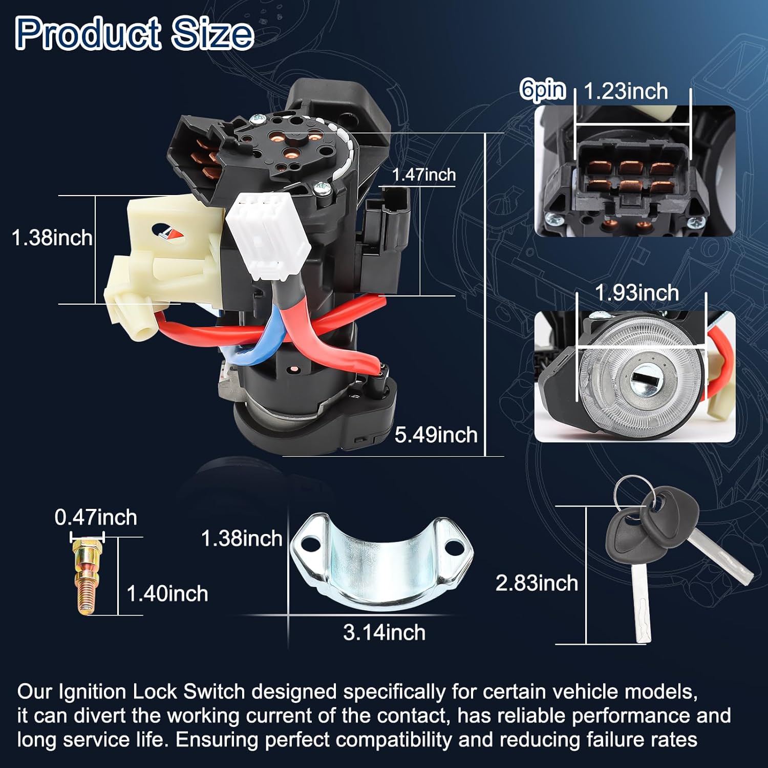 81900-D5B00 Ignition Lock Cylinder & Housing for 2016 2017 2018 2019 2020 Kia Optima Ignition Lock Switch Assembly with 2 Keys, Replaces 81905-D4120 81991-35240 Ignition Switch Kits