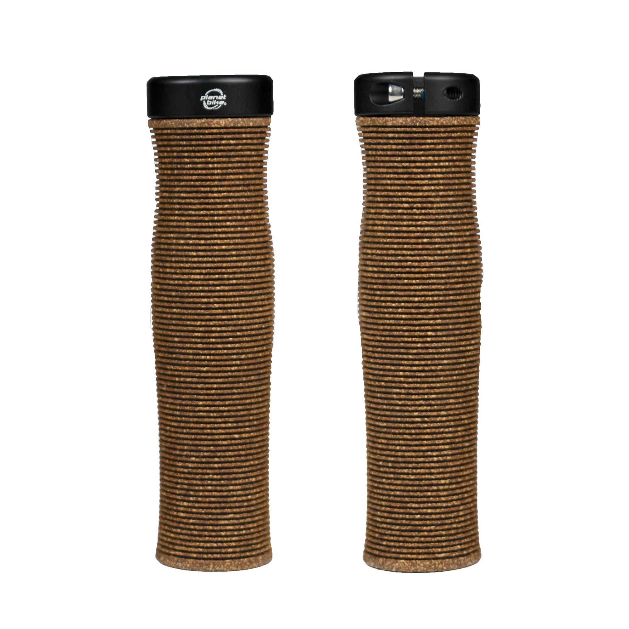 Planet Bike Happy Hands Dura Cork Handlebar Grips and End Plugs for Locking to Bikes, for MTB, ATB, BMX, Electric, Mountain and Flat Bar Road Bicycles, Dark Brown