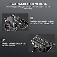 Vista 4 de Neewer 501PL - Placa de liberación rápida con cabezal fluido de trípode, placa de montaje de cámara con tornillos de 1/4 y 3/8 pulgadas, pin anti