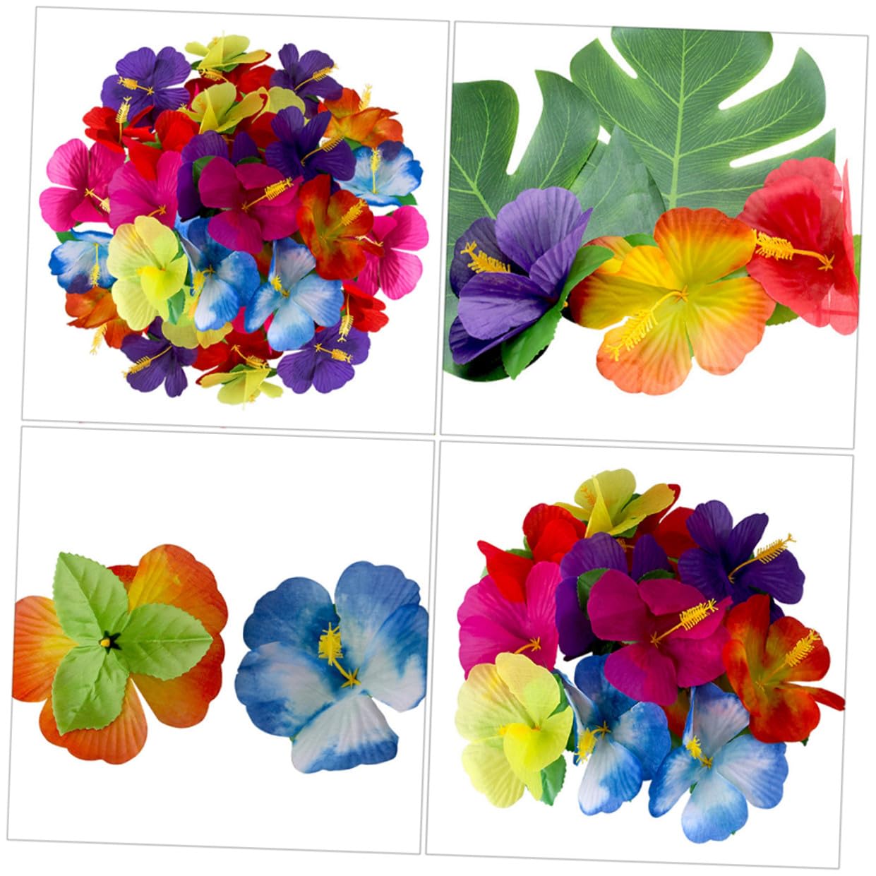 Mipcase 72 Stück Künstliche Hibiskusblumen aus Stoff für Sommerfest und Hawaii Party Dekoration Pflegeleichte Tischdeko ohne Gießen für Themenparty und Zuhause Zufällige Farbe