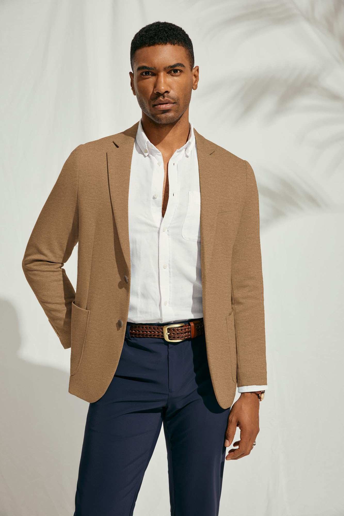 PJ Paul Jones Giacca Sportiva da Uomo, Casual, a Maglia, con Due Bottoni, Leggera, Sfoderata, L
