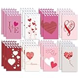 Qpout 24 Pack Valentines Day Heart Notepads, Mini Valentine's Day Notebook For Kids, Mini Notebook Spiral Notepad, Valentines Day Goodie Bag Gift Basket Stuffers, Valentines Party Favors