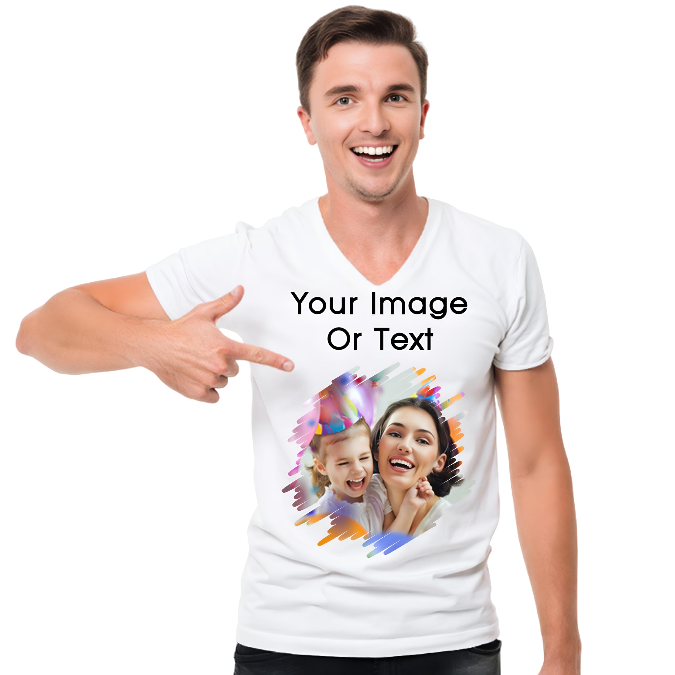 PRINTKART Personalized, Customized Photo Regular Fit T-Shirt | Color- White | Sleeve-Half | Material- Cotton Mix Fabric, T-Shirts for Kids, Boys, Girls, Men, Women,