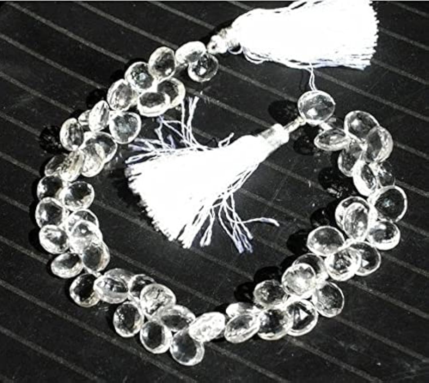 Quartz cristal de roche pur, perles cœurs briolettes facettées de qualité pour joaillerie