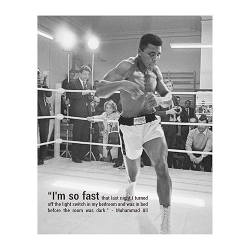 Muhammad Ali-"I'm So Fast"-Motivational Quotes Wall Art-8 x 10" Vintage Boxing Photo Poster Print-Ready to Frame. Inspirational Home-Gym-Office-Man