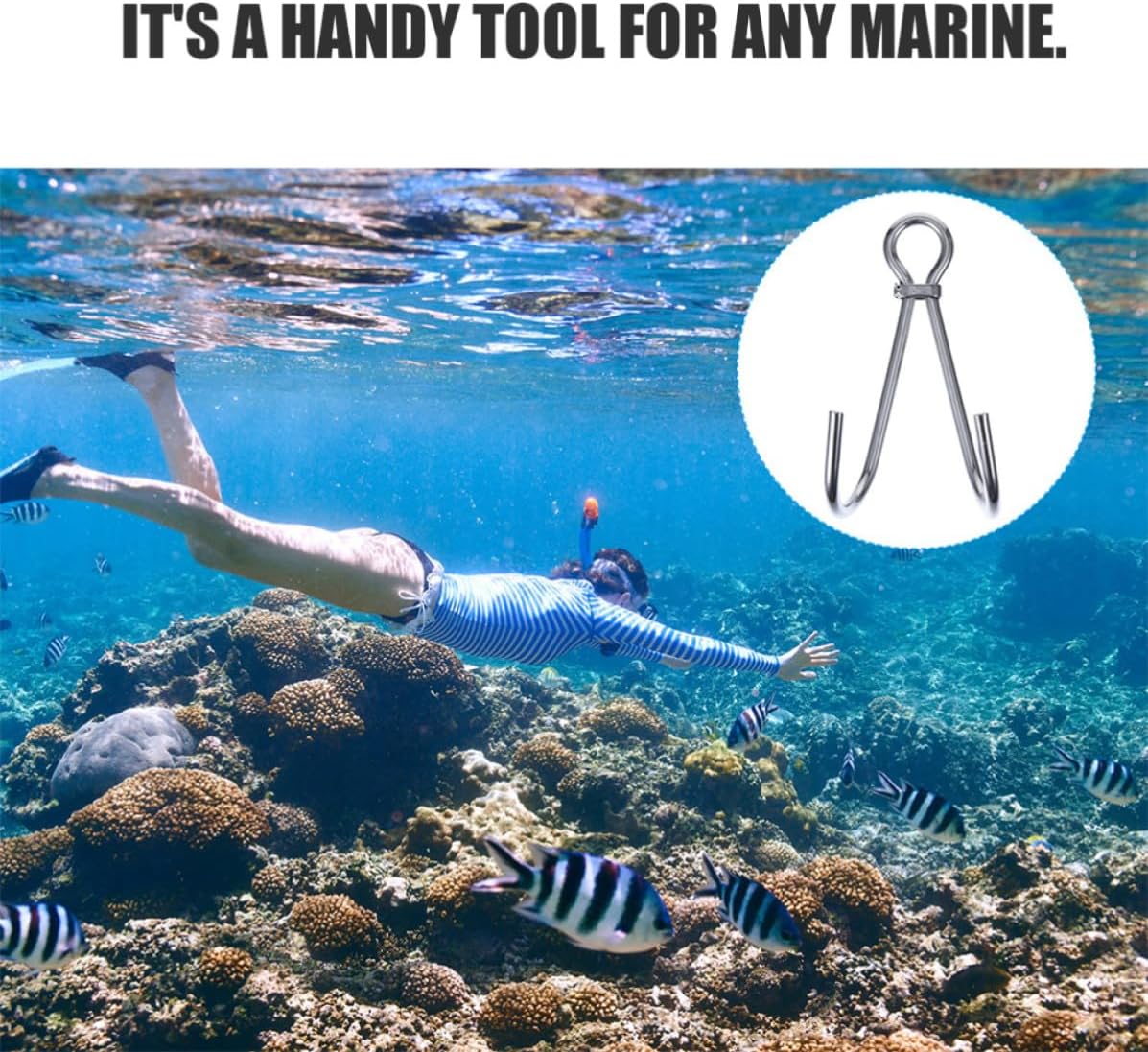 2pcs Stainless Steel Double Claw Diving Hook for Scuba Reef Anchoring