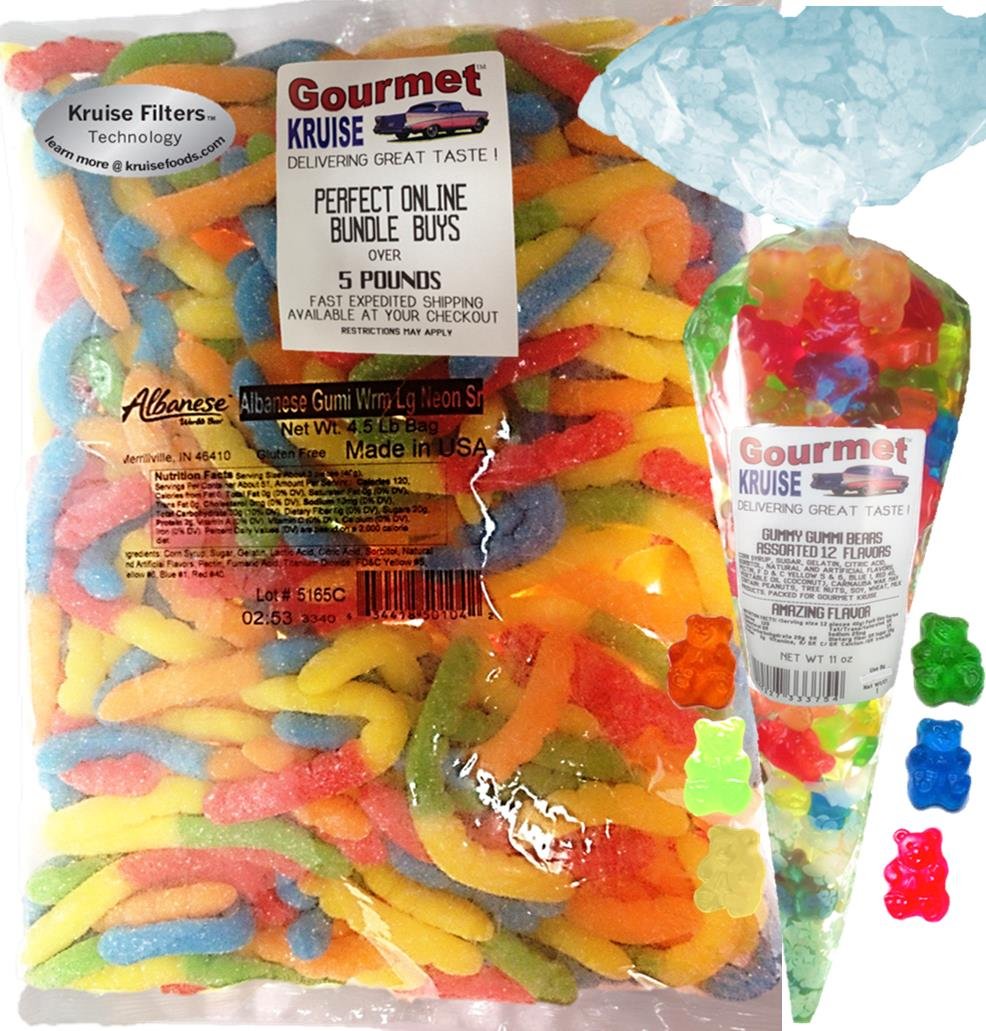 Gummi Gummy Sour Worms Albanese Bulk Candy 4.5Lb Bag With