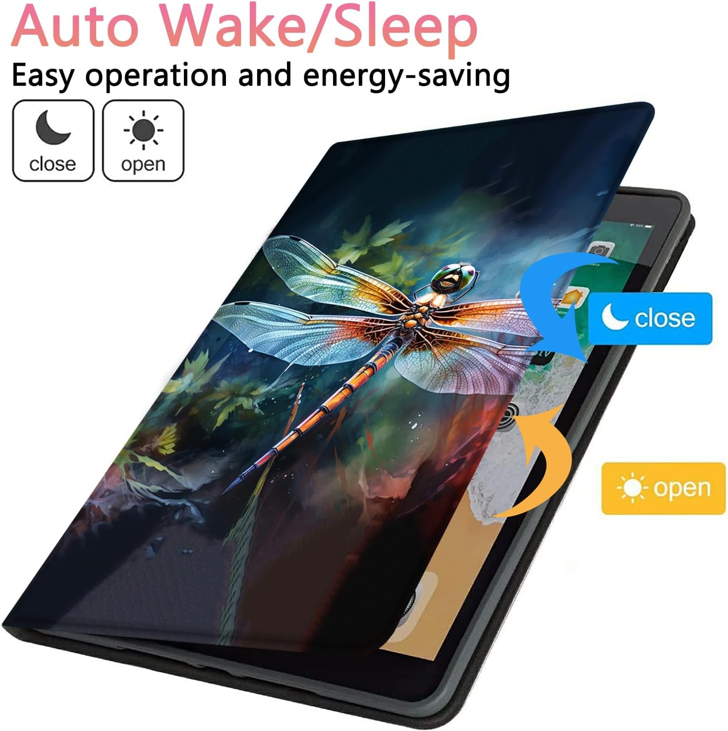 Case for iPad Pro 13 Inch M4 (2024), Slim Multi-Angle Smart Stand Cover with Automatic Sleep/Wake Function for iPad Pro 13 Inch, Art Dragonfly image 3