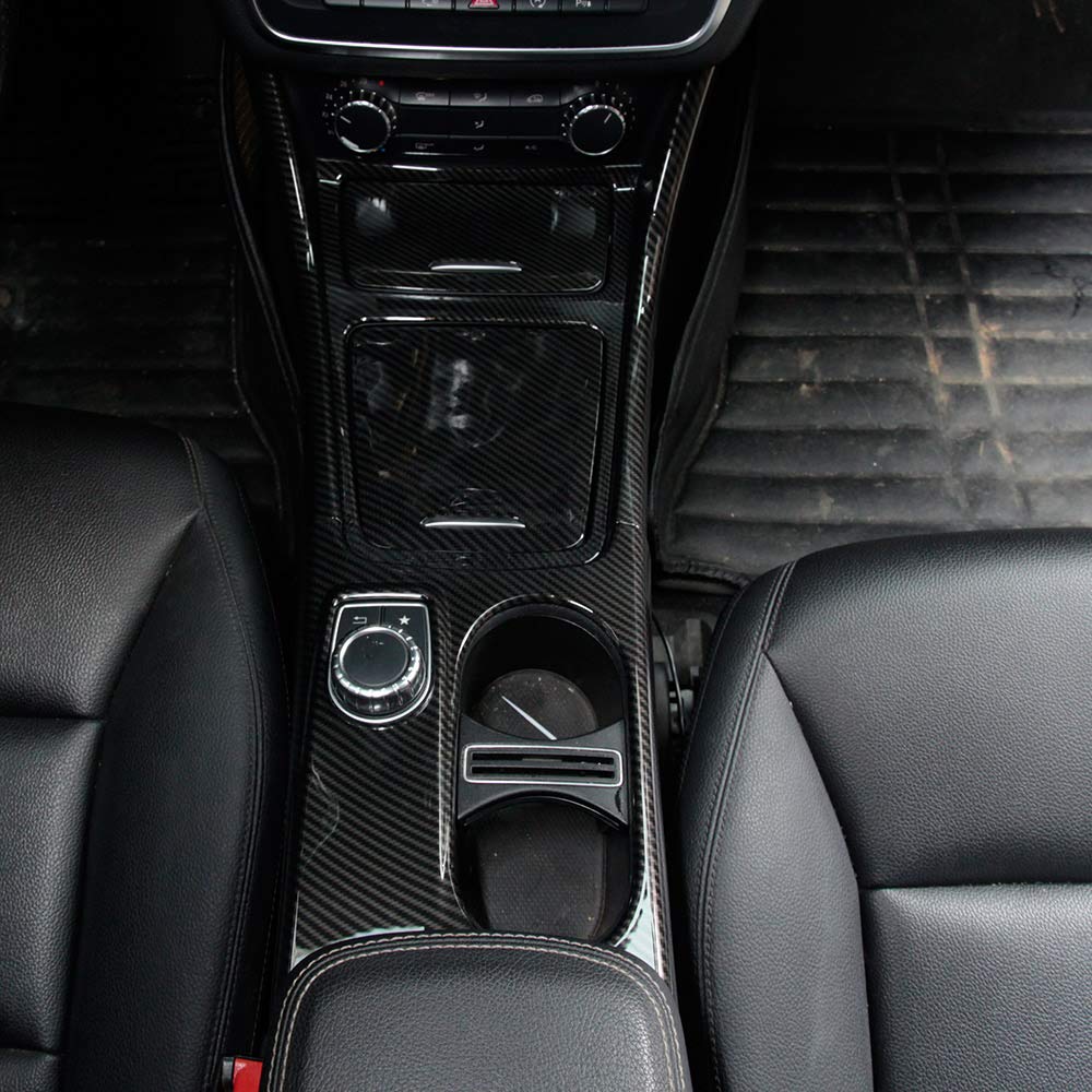 Adesivi per rivestimento pannello console centrale auto in ABS carbonio per Benz CLA GLA Classe A W117 X156 W176 A180 2014-2018, confezione da 6 pezzi