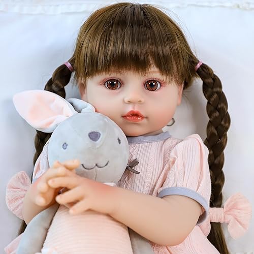Miniatura 2 de SCOM Muñeca Reborn Realista, Cuerpo Completo de Silicona - Muñecas Realistas de 18 Pulgadas Niña con Cabello Largo Hecha a Mano, Con Ropa y