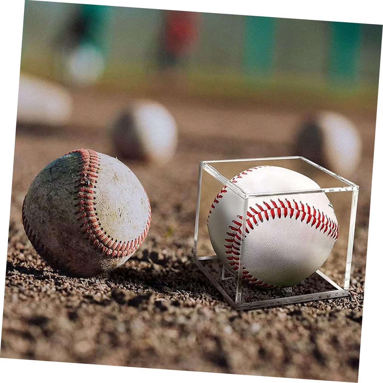 3pcs Baseball Display Case with Stable Stand Clear Acrylic Cube Holder for Memorabilia and Autographed Space-Saving Storage for Collectors
